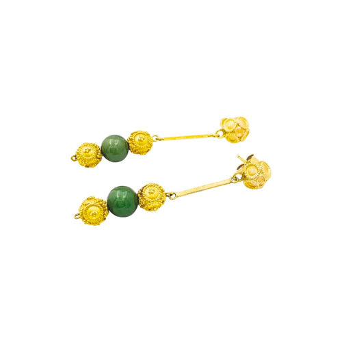 Boucles d'oreilles Boucles d’oreilles pendantes en or jaune 750 et aventurine 58 Facettes 35316