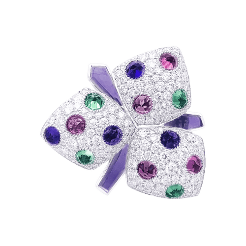 Bague 55 Cartier Caresse d’Orchidées - Bague en or blanc 750 diamants et pierres fines 58 Facettes 33024