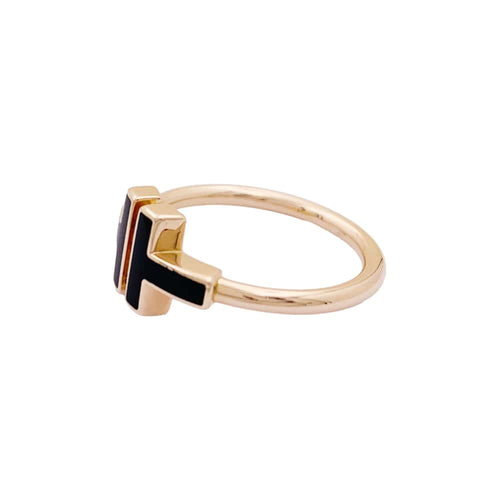 Bague 54 Tiffany & Co Tiffany T Wire - Bague en or rose et onyx 58 Facettes 35010