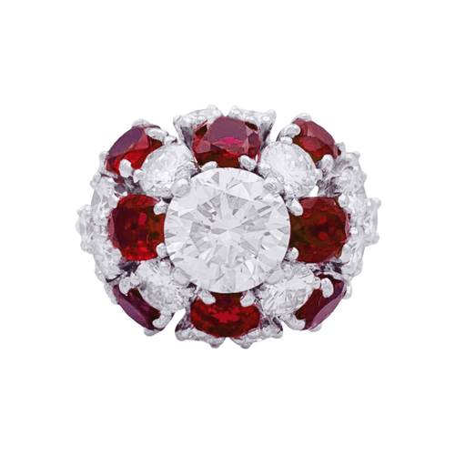 Bague 52 Bague en platine 950 sertie de diamants et rubis 58 Facettes 33584