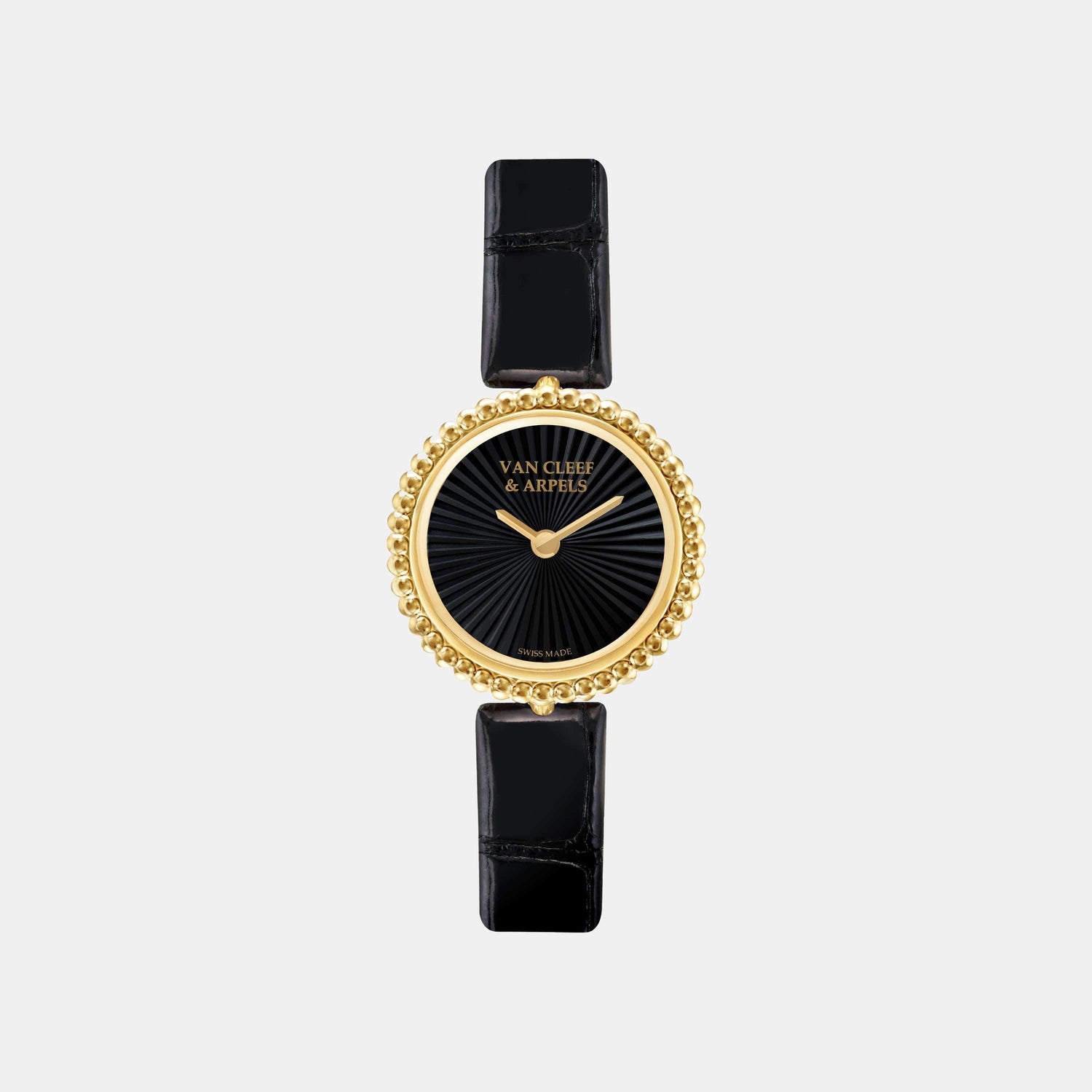 Montre Perlée Or jaune Onyx 