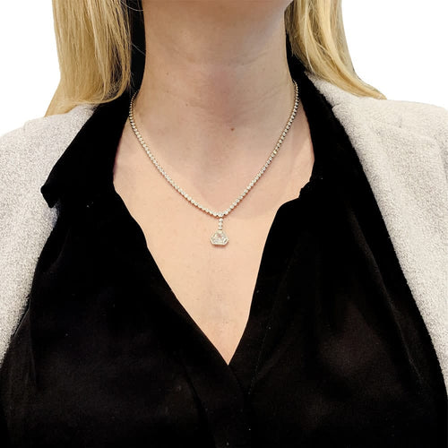 Collier Collier cravate rivière en or blanc 750 serti de diamants 58 Facettes 25379