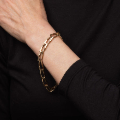 Bracelet Bracelet maille gourmette carrée vintage en or jaune 14 carats 58 Facettes G12675