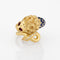Bague 58 Bague lion vintage en or jaune 18 carats, diamants, rubis et émail bleu 58 Facettes G12697