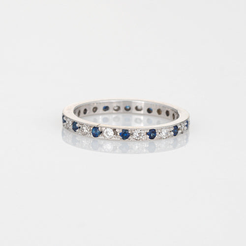 Bague 48.5 Bague d’éternité en or blanc 14 carats, diamants et saphirs 58 Facettes G12720