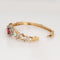 Bracelet Bracelet jonc vintage - Opales, tourmaline rose cœur et diamants en or jaune 14k 58 Facettes G13201