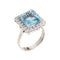 Bague 58 Bague cocktail vintage aigue-marine 5,35 ct et diamants en or blanc 18 carats 58 Facettes G13366