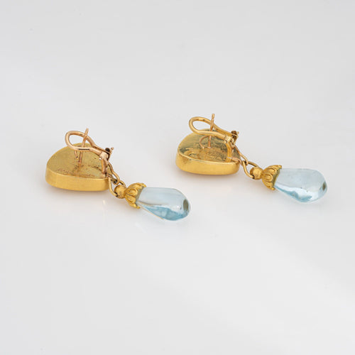 Boucles d'oreilles Maija Neimanis - Boucles d'oreilles aigue-marine en or jaune 22 carats et diamants 58 Facettes G13368