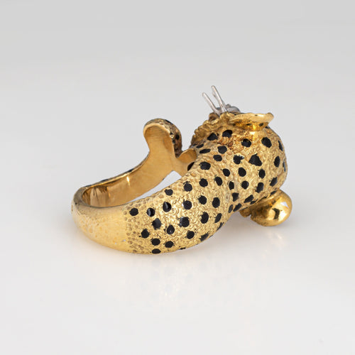 Bague 52 Bague léopard vintage en or jaune 18 carats, diamants et rubis 58 Facettes G13412