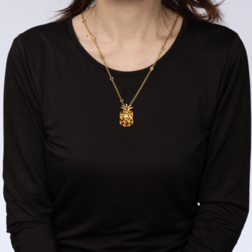 Collier Collier ananas en or jaune 18 carats et citrines 58 Facettes G13446