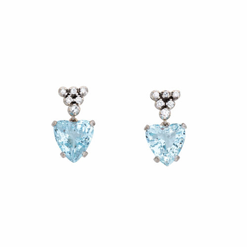 Boucles d'oreilles Boucles d’oreilles cœur aigue-marine et diamants en or blanc 18k 58 Facettes G13449