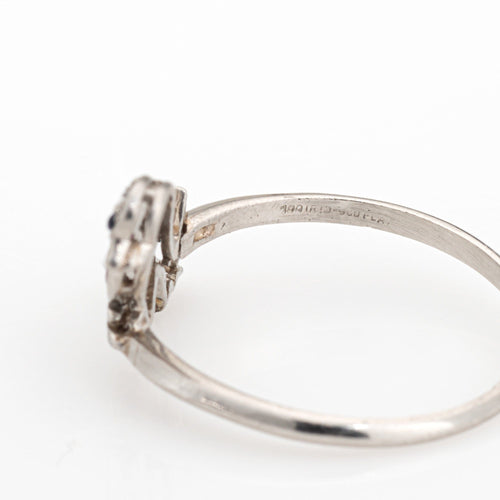 Bague 58.5 Bague Art déco oiseau vintage en platine, diamants, saphir et rubis 58 Facettes G13453