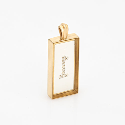 Pendentif Pendentif cube « Number 1 » vintage en or jaune 14k et diamants 58 Facettes G13482