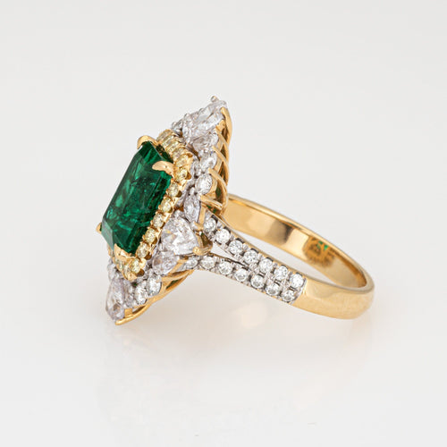 Bague 54 Bague cocktail vintage en or jaune 18 carats, émeraude et diamants 58 Facettes G13550