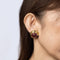 Boucles d'oreilles Boucles d’oreilles vintage en or jaune 18k, tourmaline rose, onyx et diamants 58 Facettes G13605