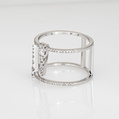 Bague 57 Icicle - Bague ouverte en or blanc 18 carats et diamants 58 Facettes G13620