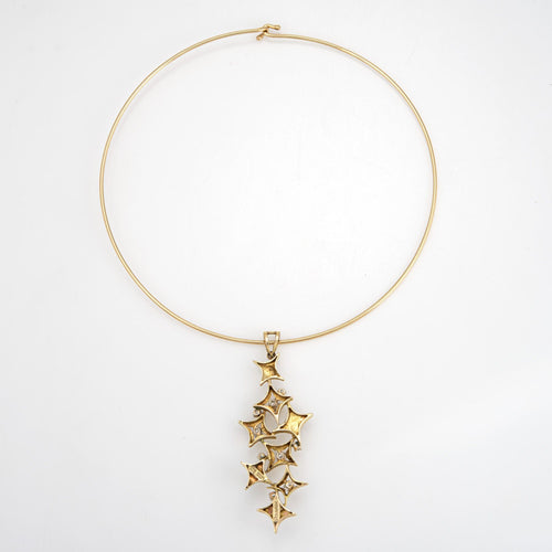 Collier Collier rétro étoile cascade en or jaune 14 carats et diamants 58 Facettes G13680
