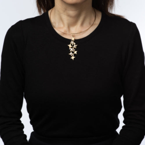 Collier Collier rétro étoile cascade en or jaune 14 carats et diamants 58 Facettes G13680