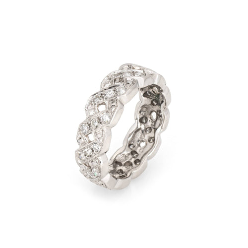 Bague 51 Art déco - Bague alliance en platine 900 et diamants 58 Facettes G13716