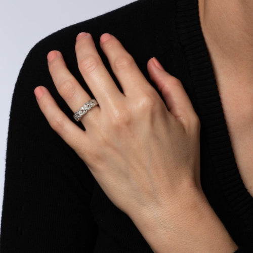 Bague 51 Art déco - Bague alliance en platine 900 et diamants 58 Facettes G13716