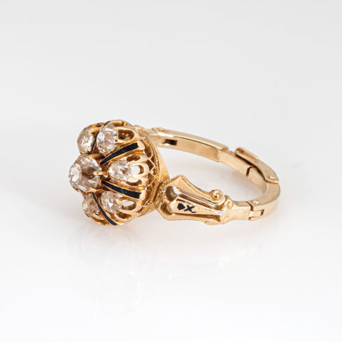 Bague 59 Bague ancienne victorienne en or jaune 14k, diamants 58 Facettes G13722