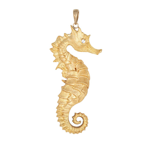 Pendentif Pendentif hippocampe vintage en or jaune 18k avec diamant 58 Facettes G13742