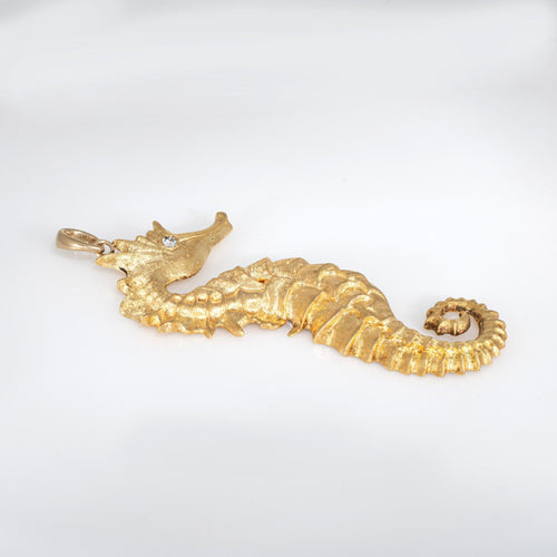 Pendentif Pendentif hippocampe vintage en or jaune 18k avec diamant 58 Facettes G13742