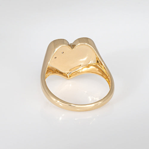 Bague 53 Bague chevalière hibou cœur en or jaune 14 carats, diamants et rubis 58 Facettes G13854