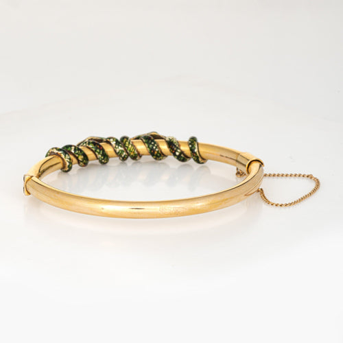 Bracelet Victorien - Bracelet jonc serpent double en or jaune 14 carats émaillé 58 Facettes G13855
