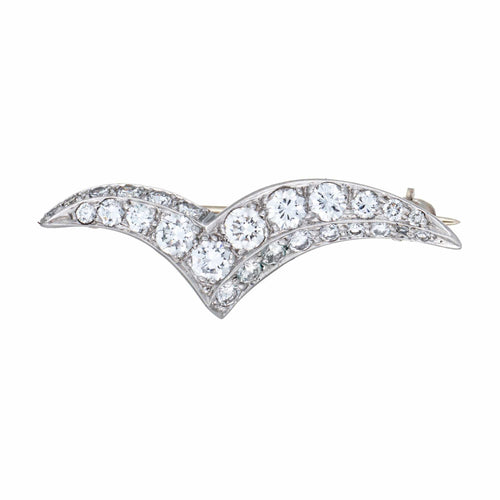 Broche Tiffany & Co. Seagull - Broche en platine et diamants 0,75 ct 58 Facettes G13857