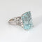 Bague 53 Bague cocktail vintage en or blanc 14k avec aigue-marine 27 ct et diamants 58 Facettes G13870