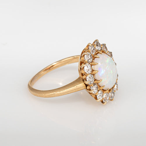 Bague 54 Bague victorienne ancienne opale et diamants en or jaune 18 carats 58 Facettes G13874