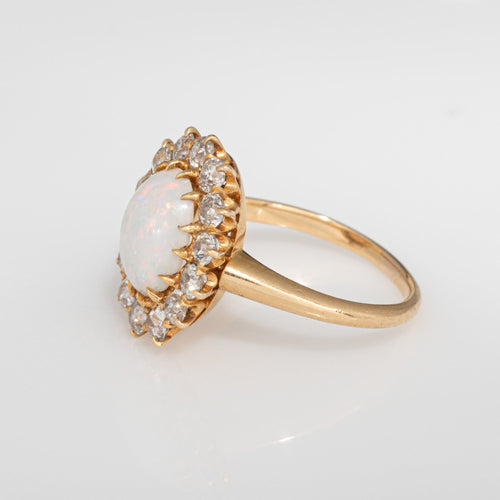 Bague 54 Bague victorienne ancienne opale et diamants en or jaune 18 carats 58 Facettes G13874
