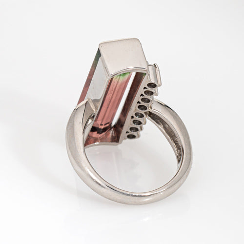 Bague 49 Bague en platine 900 avec tourmaline bicolore et diamants 58 Facettes G13922