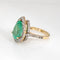 Bague 56 Bague cocktail vintage en or jaune 14k, émeraude poire 8,45 ct et diamants 58 Facettes G13927