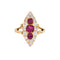 Bague Bague navette victorienne en or jaune 18 carats, rubis de Birmanie et diamants 58 Facettes G13947