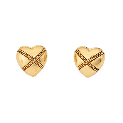 Boucles d'oreilles Tiffany & Co - Boucles d’oreilles chaîne Cross My Heart en or jaune 18k 58 Facettes G13955