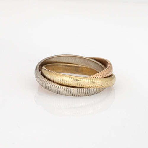 Bague 49 Cartier Trinity - Bague vintage en or jaune, blanc et rose 18k 58 Facettes G13959