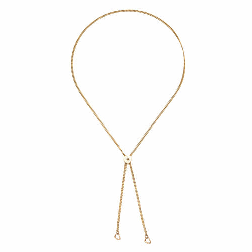 Collier Collier vintage lariat à cœur coulissant en or jaune 18 ct et 14 ct 58 Facettes G13977