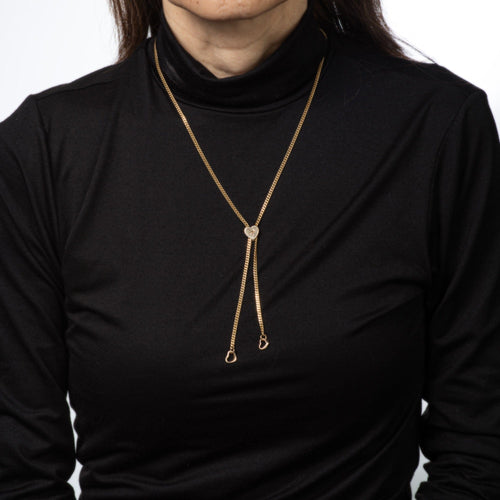 Collier Collier vintage lariat à cœur coulissant en or jaune 18 ct et 14 ct 58 Facettes G13977