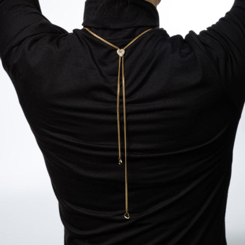 Collier Collier vintage lariat à cœur coulissant en or jaune 18 ct et 14 ct 58 Facettes G13977