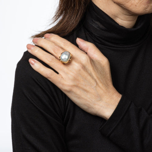 Bague 54 Tiffany & Co Elsa Peretti - Bague vintage perle en or jaune 18 carats 58 Facettes G13980