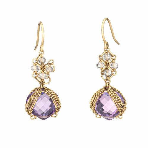 Boucles d'oreilles Anthony Nak - Boucles d’oreilles pendantes en or jaune 18 carats, améthyste et quartz blanc 58 Facettes G13983