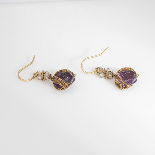 Boucles d'oreilles Anthony Nak - Boucles d’oreilles pendantes en or jaune 18 carats, améthyste et quartz blanc 58 Facettes G13983