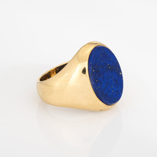 Bague 52 Cartier - Bague chevalière vintage en or jaune 18k et lapis-lazuli 58 Facettes G13985