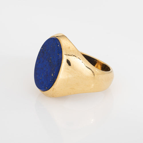 Bague 52 Cartier - Bague chevalière vintage en or jaune 18k et lapis-lazuli 58 Facettes G13985