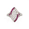 Bague 50 Art déco - Bague navette diamants et rubis en platine 900 58 Facettes G14042