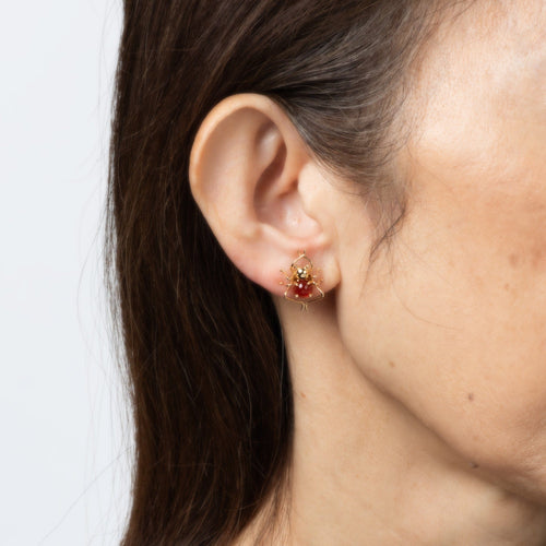 Boucles d'oreilles Boucles d’oreilles puces araignée vintage en or jaune 14k et ambre 58 Facettes G14059