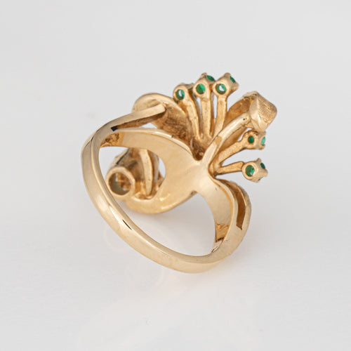 Bague 52 Bague vintage volutes en or jaune 14 carats et émeraudes 58 Facettes G14070