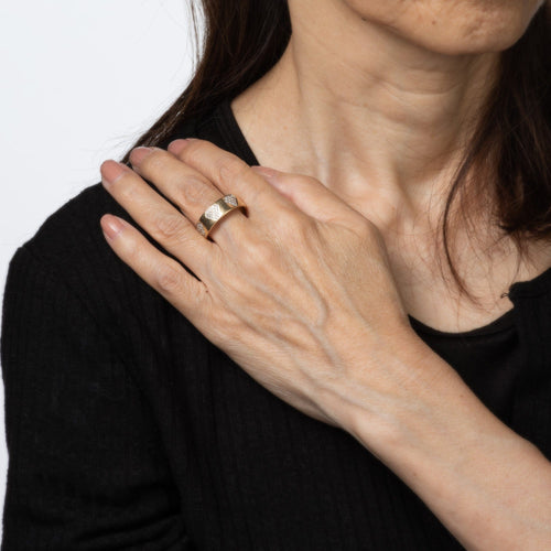 Bague 58.5 Bague vintage ajourée en or jaune 14 carats et diamants 58 Facettes G14090